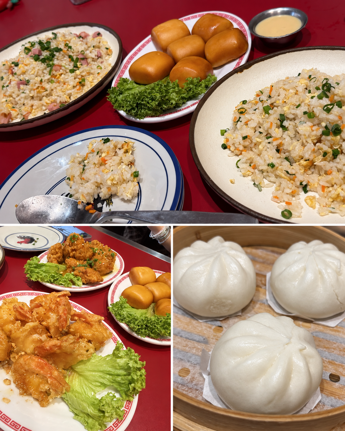 チャイナタウンのランチ。白いおまんじゅうの中身は……笑