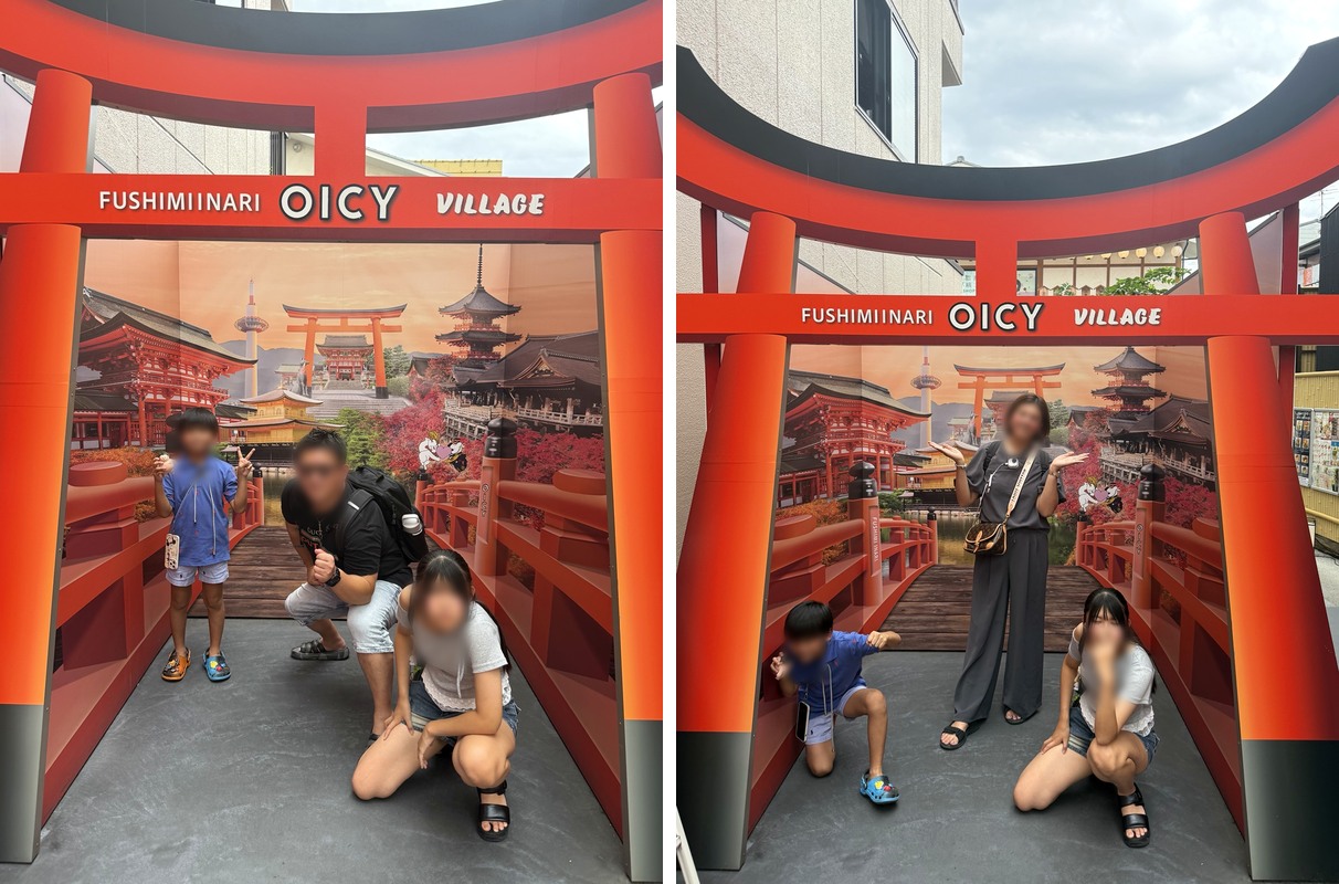 参道の写真スポットでも、家族でポーズ🤣