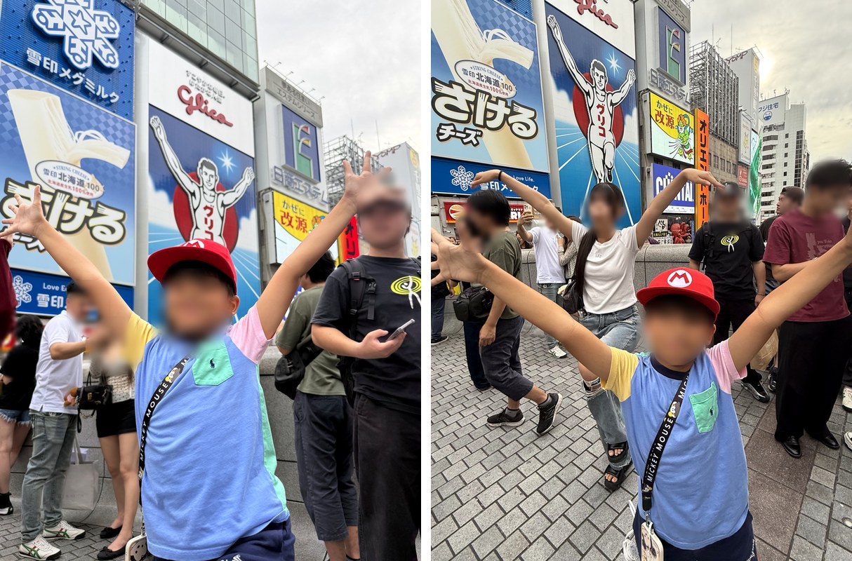 グリコのポーズ！娘も一緒に笑